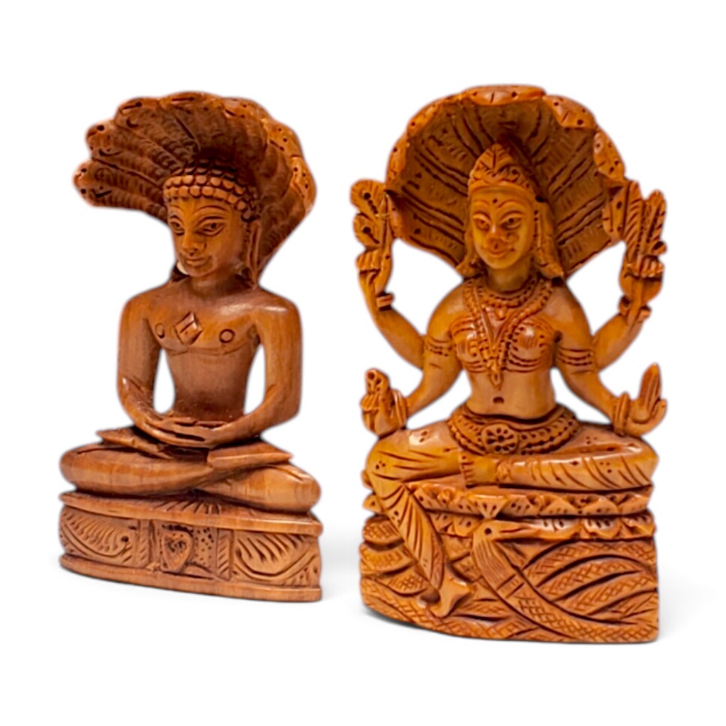 Sandalwood Parshwanath Padmavati Idols | Hand Carved - Image 3