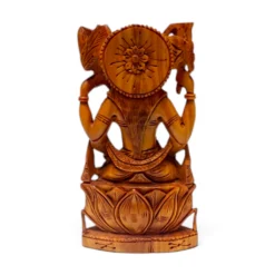 Sandalwood Saraswati Idol | Hand Carved Wooden Statue - Image 3