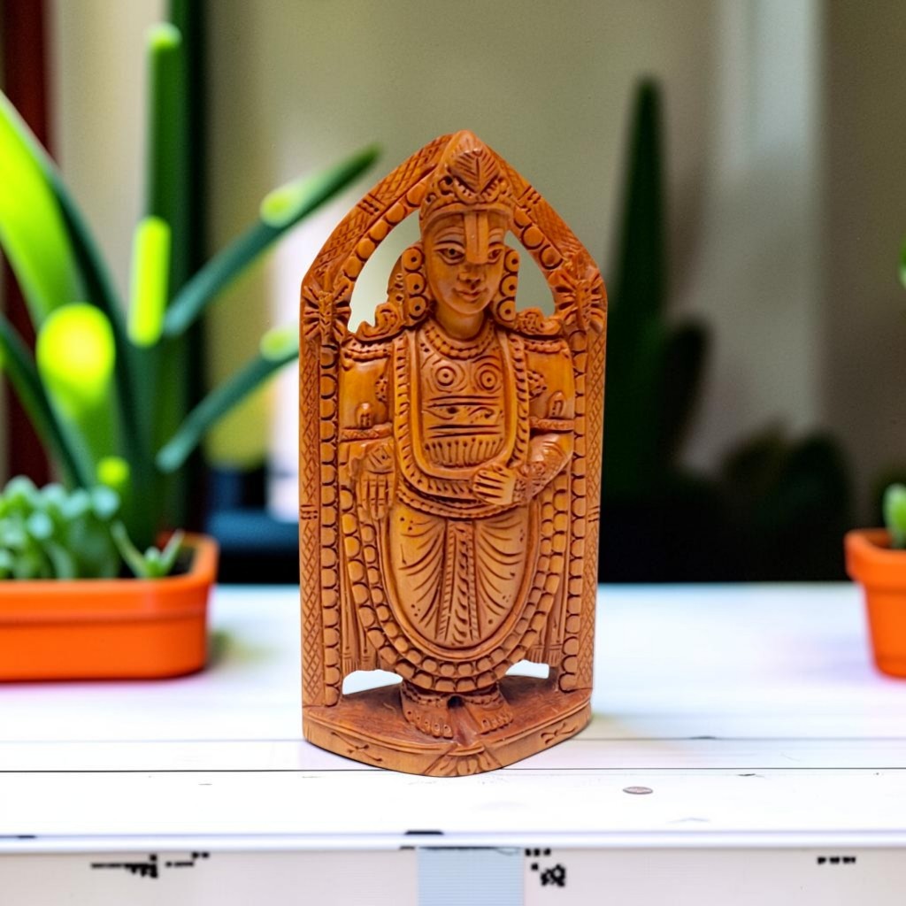 Pure Sandalwood Tirupati Balaji Statue | Hand Carved Idol