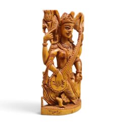 Sandalwood Saraswati Idol | Hand Carved Wooden Statue - Image 3