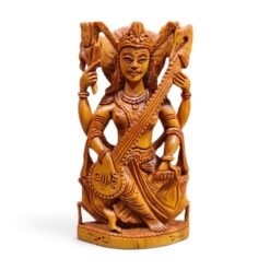 Sandalwood Saraswati Idol | Hand Carved Wooden Statue - Image 2