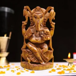 Sandalwood Ganesh Idol | Hand Carved Wooden Ganesha Statue