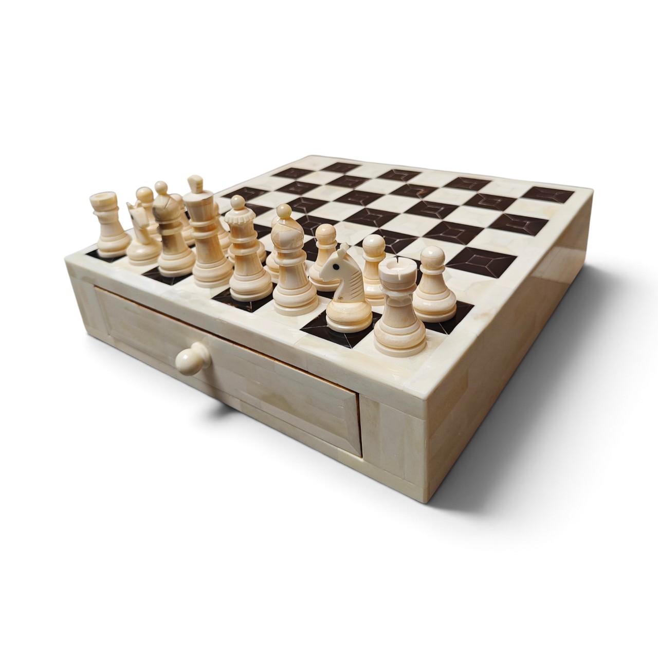 Camel Bone Chess Set | Handcrafted Board & Storage Box - Image 8