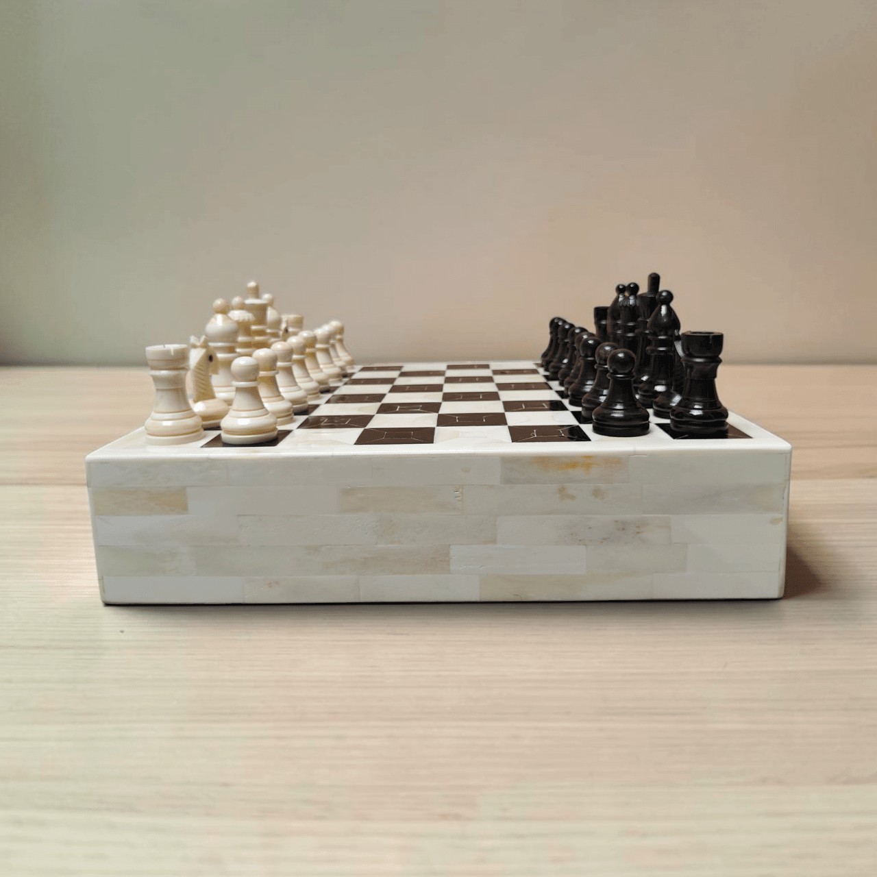 Camel Bone Chess Set | Handcrafted Board & Storage Box